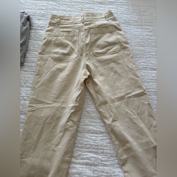 Stretch twill Wide-Leg high waist Pants cream color size 10 - Picture 2 of 9